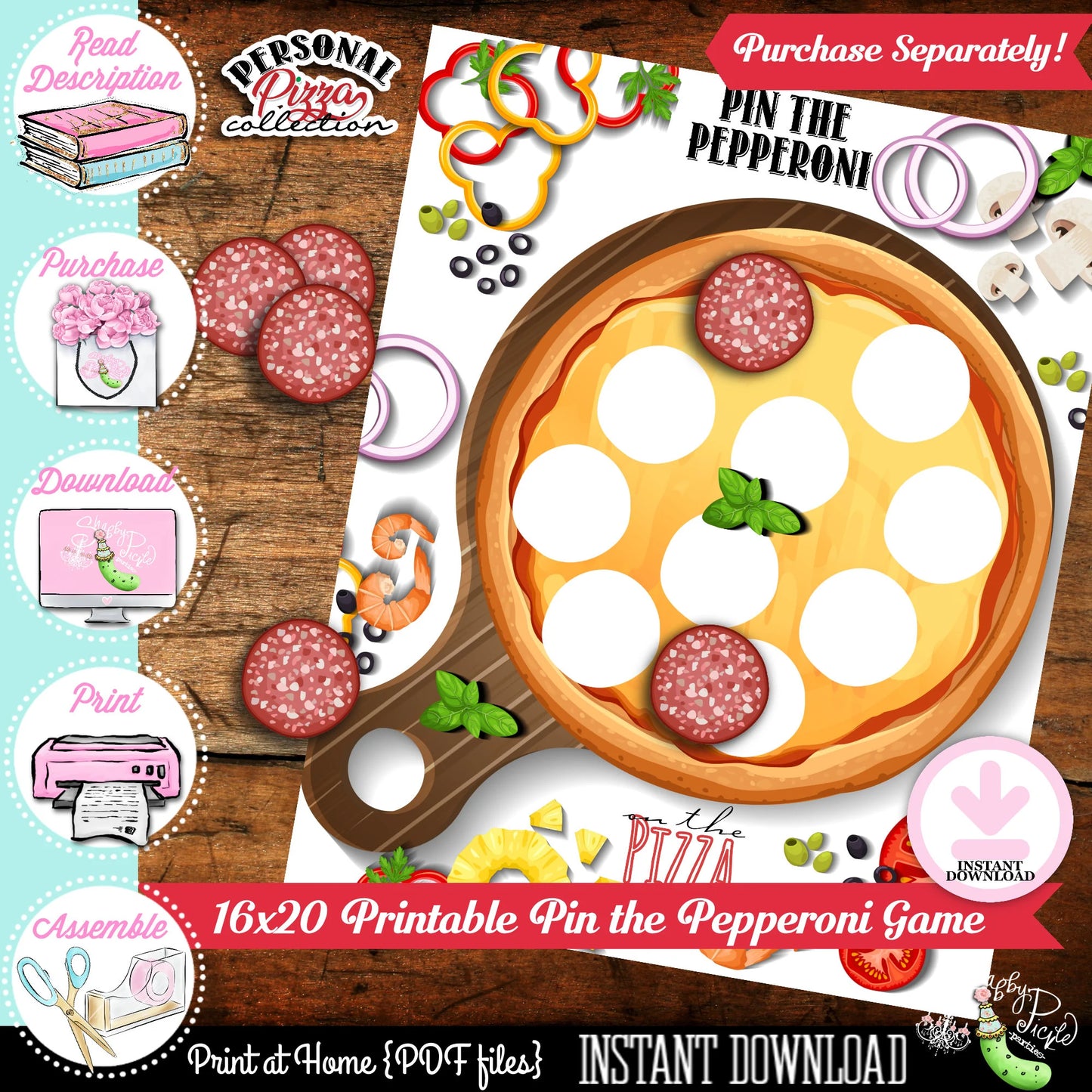 Personal Pizza-Full Party Printable-We Customize Pizzeria Name (Only)-Pizza Playset-Pizza Party-Kids Pizza Shop-Printable-DIGITAL DOWNLOAD