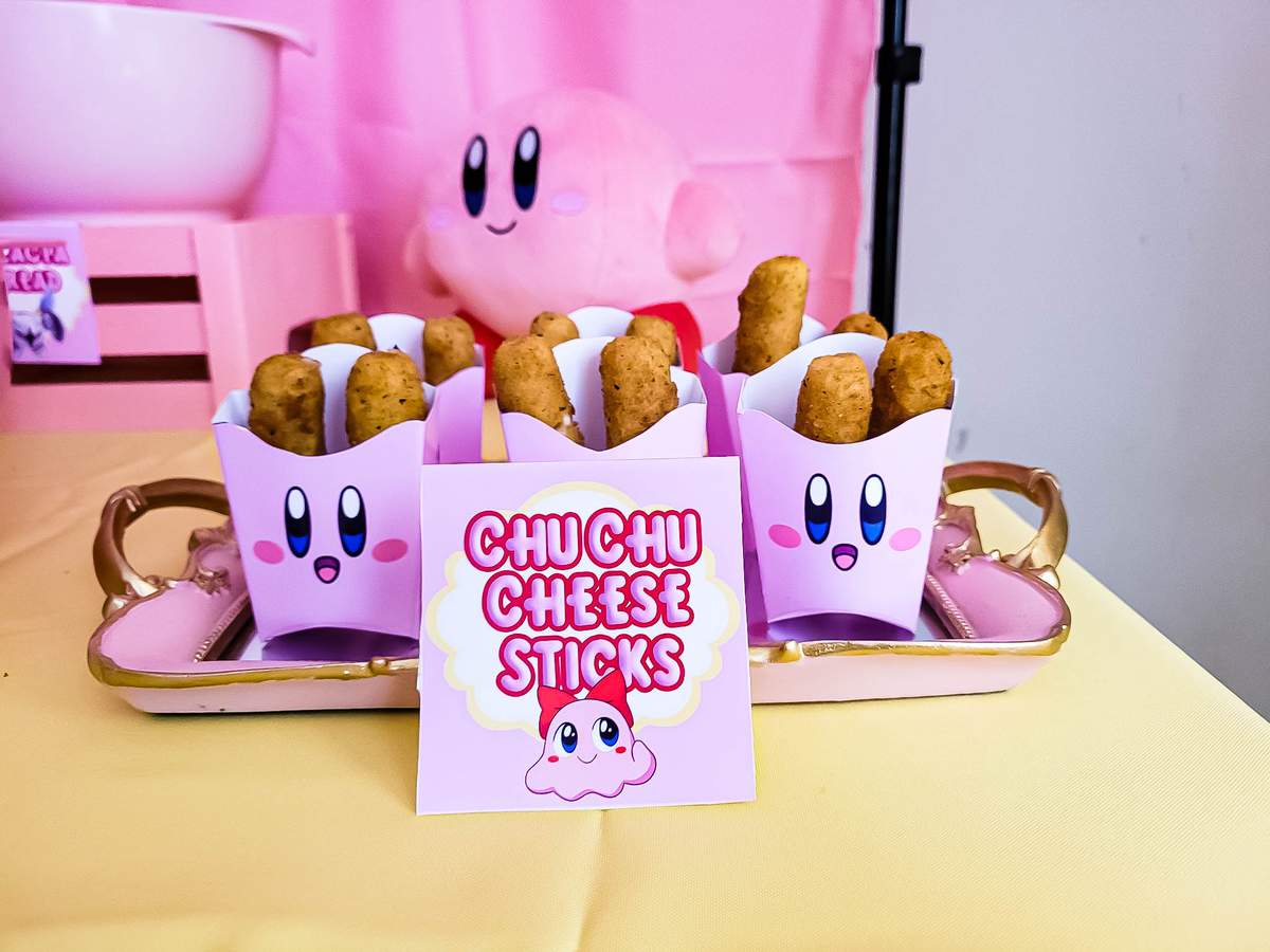 Kirby-PREFILLED Buffet Cards-18 Cards-Kirby Party Theme-INSTANT DOWNLOAD