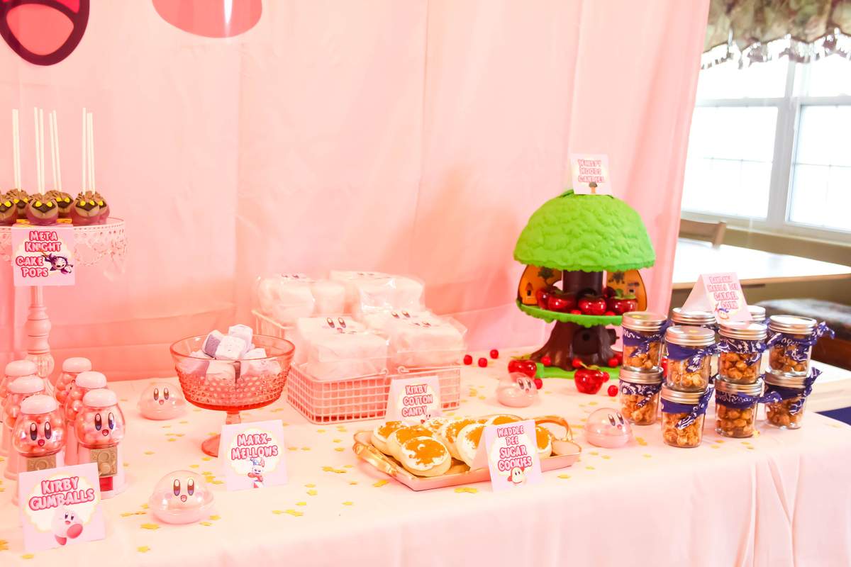 Kirby-PREFILLED Buffet Cards-18 Cards-Kirby Party Theme-INSTANT DOWNLOAD