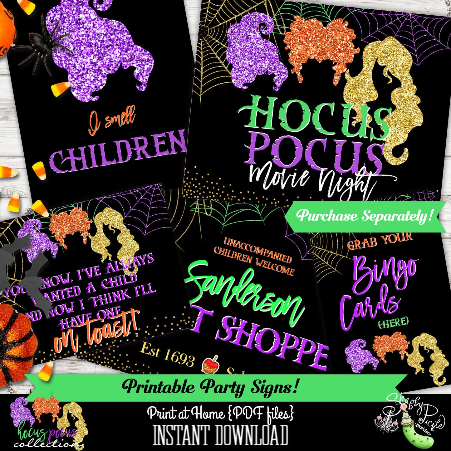 Hocus Pocus Halloween Signs-Printable-Movie Night-Birthday Signs-Halloween Party Signs-Birthday-Holiday-Digital-INSTANT DOWNLOAD