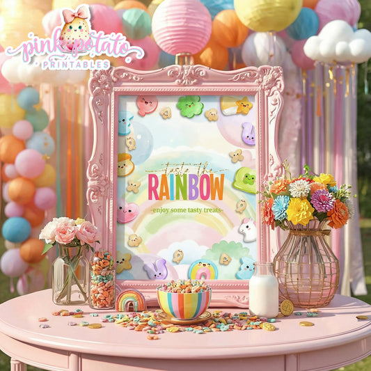 Charmed-8x10 Taste the Rainbow Enjoy Some Tasty Treats Party Signs-Treats-Dessert Sign-Buffet Signs-St. Paddy's Day-St. Patrick's Day Theme-Party Printable-DigitaI-Lucky Charms-Marshmallow Cereal-Magical Cereal-INSTANT DOWNLOAD