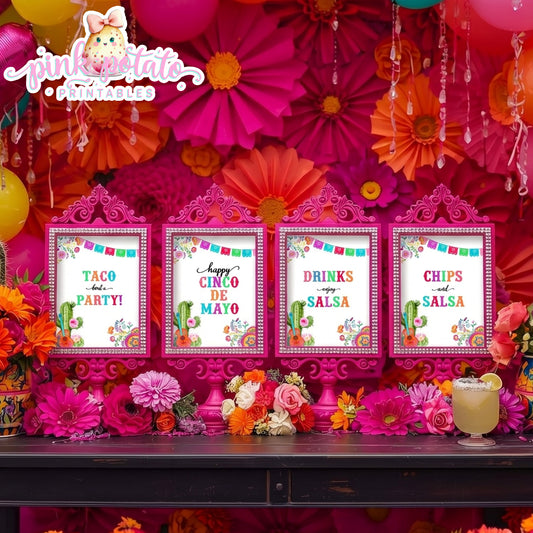 Fiesta-Signs-10 (8x10) Signs Included-See Photos for all Signs-Cinco De Mayo-Taco Bar-Celebration-Margarita Bar-Digital-INSTANT DOWNLOAD