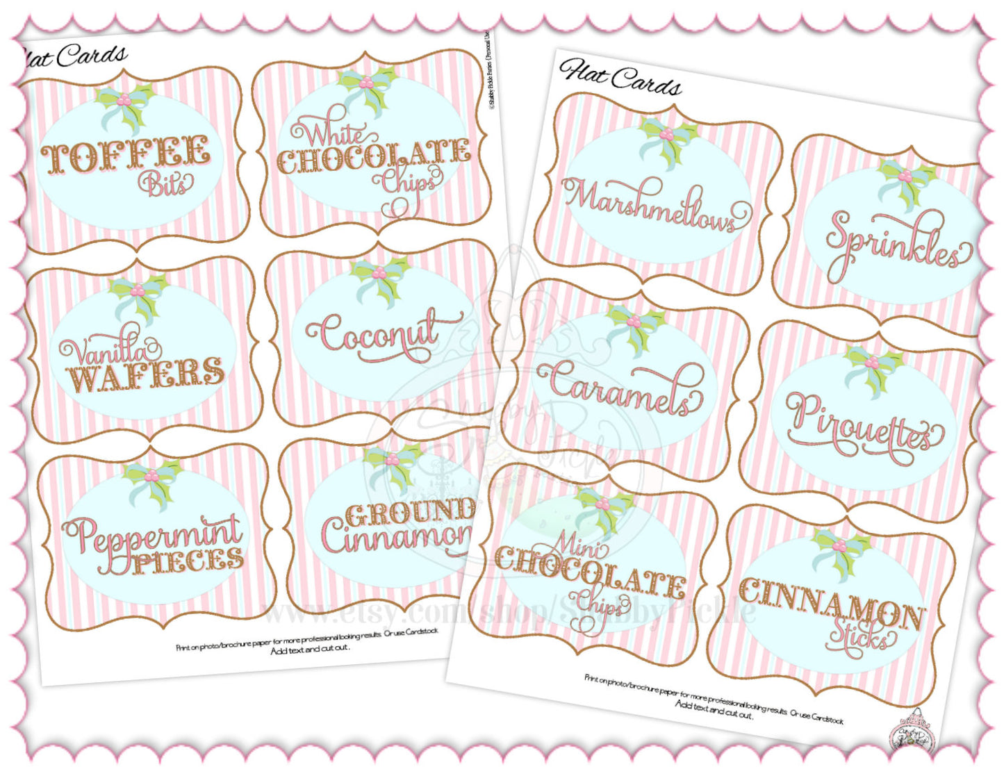 Hot Cocoa Bar-Holly Mini Set-EDITABLE-Personalize-Flat Cards-Party Printables-Signs-DIY-Pink Christmas-Instant DOWNLOAD