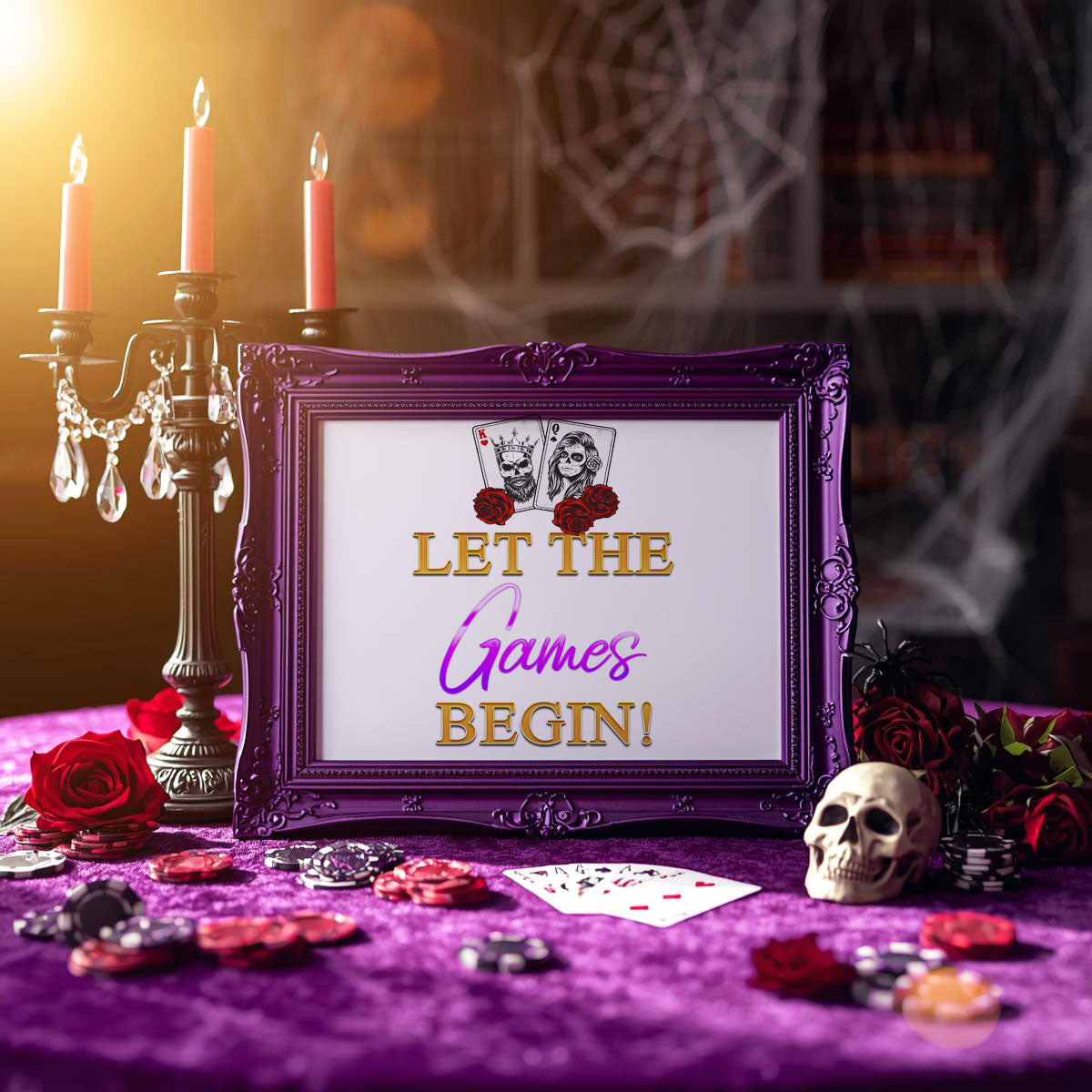 Halloween Poker Night-Signs-We Customize-Personalize Name on 1 Sign-5 8x10 Signs-Game Night-Pick Image-Halloween-Digital-DIGITAL DOWNLOAD