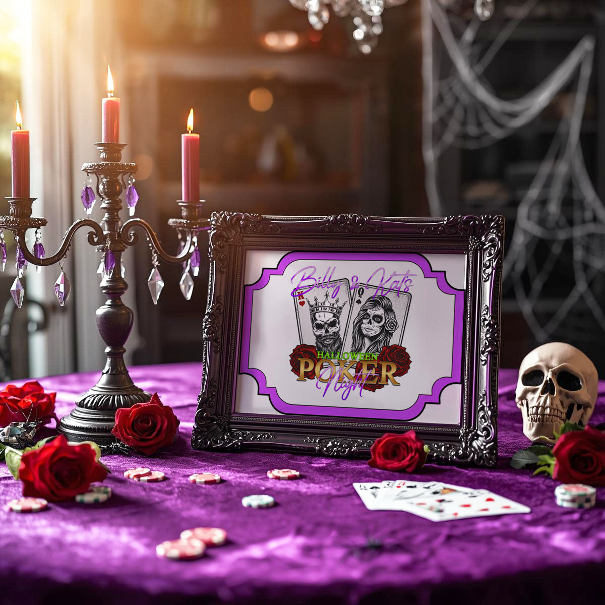 Halloween Poker Night-Signs-We Customize-Personalize Name on 1 Sign-5 8x10 Signs-Game Night-Pick Image-Halloween-Digital-DIGITAL DOWNLOAD