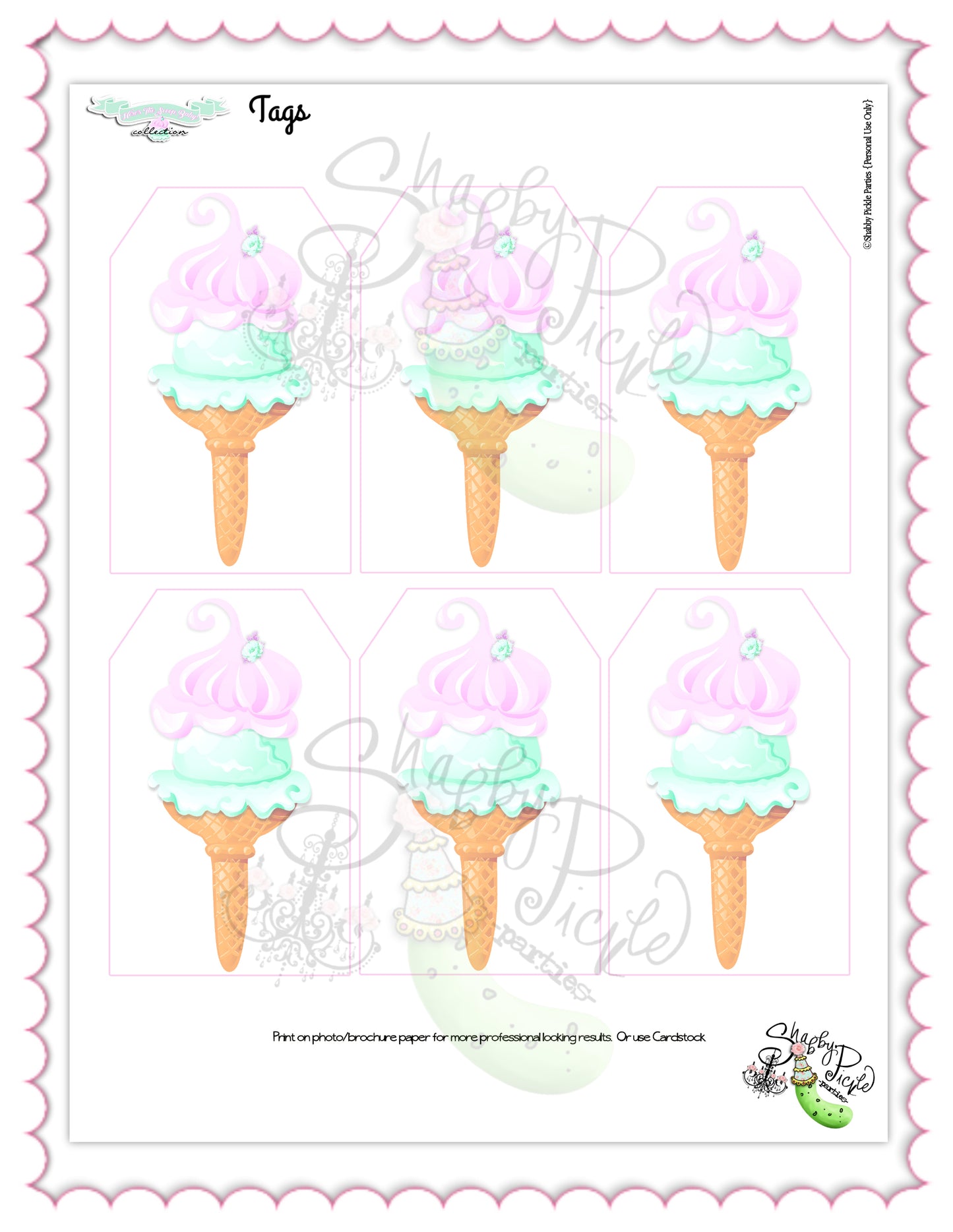 Here's The Scoop, Baby-Favor Tags-Customize in Corjl-Ice Cream Baby Shower-Thank You Tags-Create Your Own-Edit-Digital-INSTANT DOWNLOAD