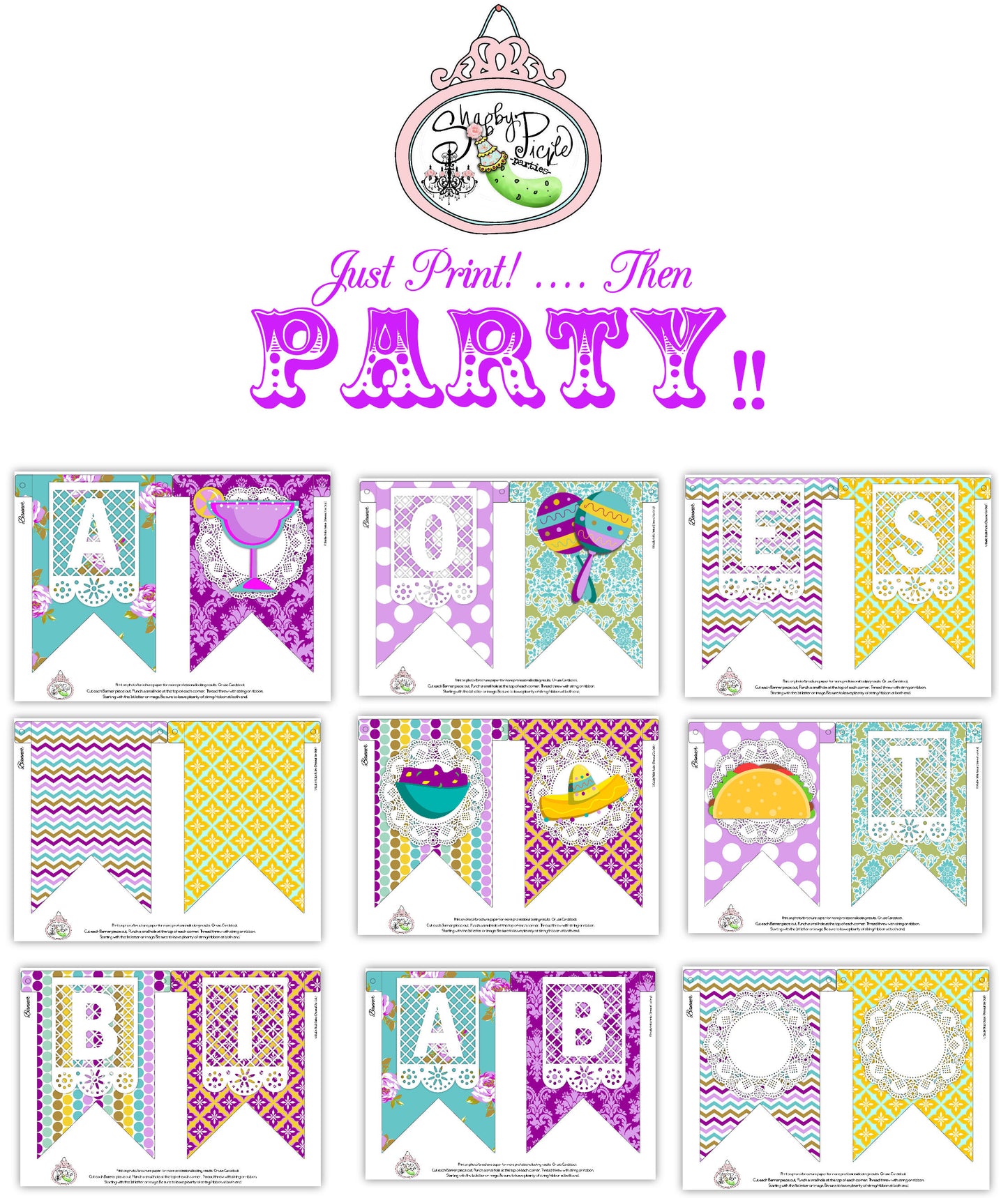 Margarita Monday Banner-Taco Bar-Cinco De Mayo-Fiesta-Taco Tuesday-Solid-Alphabet-Birthday Printable Banner-DIY-Decor-Digital Download