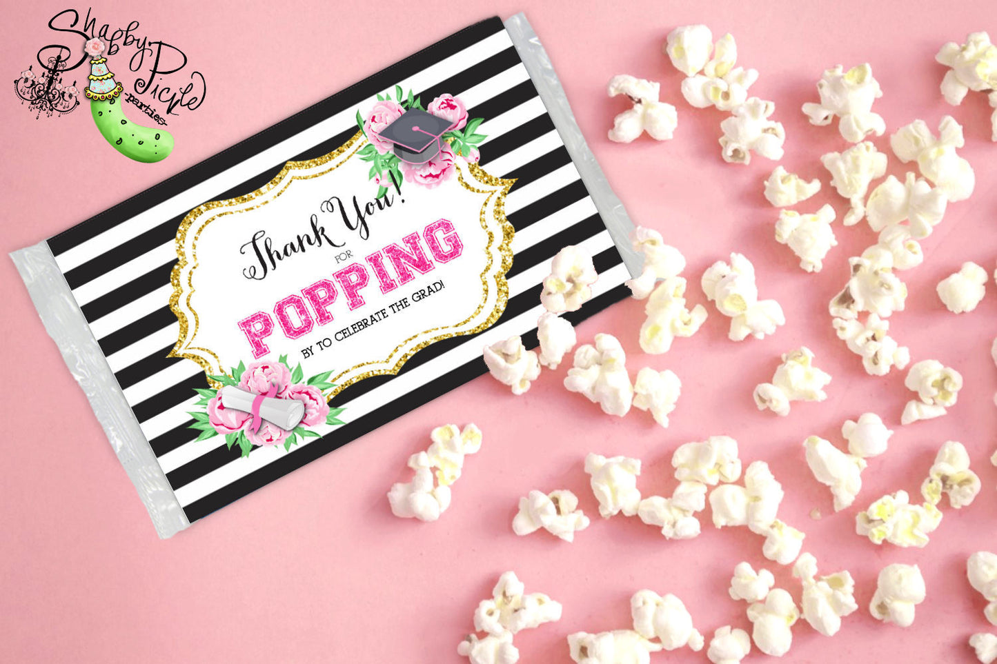 Kate Spade Graduation-Kate Spade Inspired-Microwave Popcorn Wraps-Graduation Party-Graduate-Printables-Graduation Favors-INSTANT DOWNLOAD