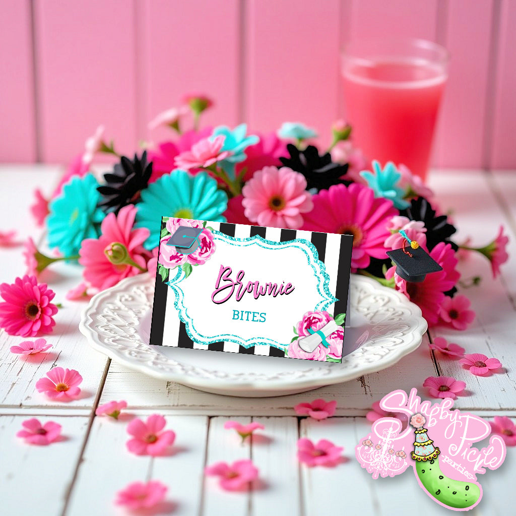 Kate Spade (2) Inspired Editable Tent Cards-Edit in Corjl or Adobe-Buffet Cards-Graduation Party-Grad-Graduation-Printable-INSTANT DOWNLOAD