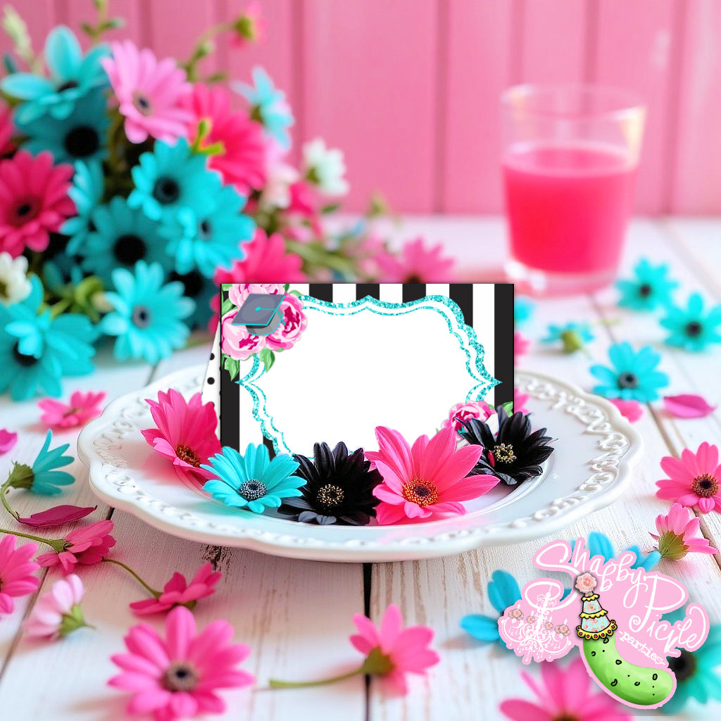 Kate Spade (2) Inspired Editable Tent Cards-Edit in Corjl or Adobe-Buffet Cards-Graduation Party-Grad-Graduation-Printable-INSTANT DOWNLOAD