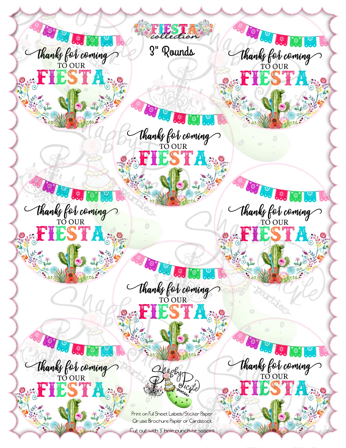 Fiesta-3" ROUND TAGS-Thank You Tags-Party Logos-Favor Tags-Party Favor Tags-Cinco De Mayo-Taco Tuesday-Margarita Monday-INSTANT DOWNLOAD