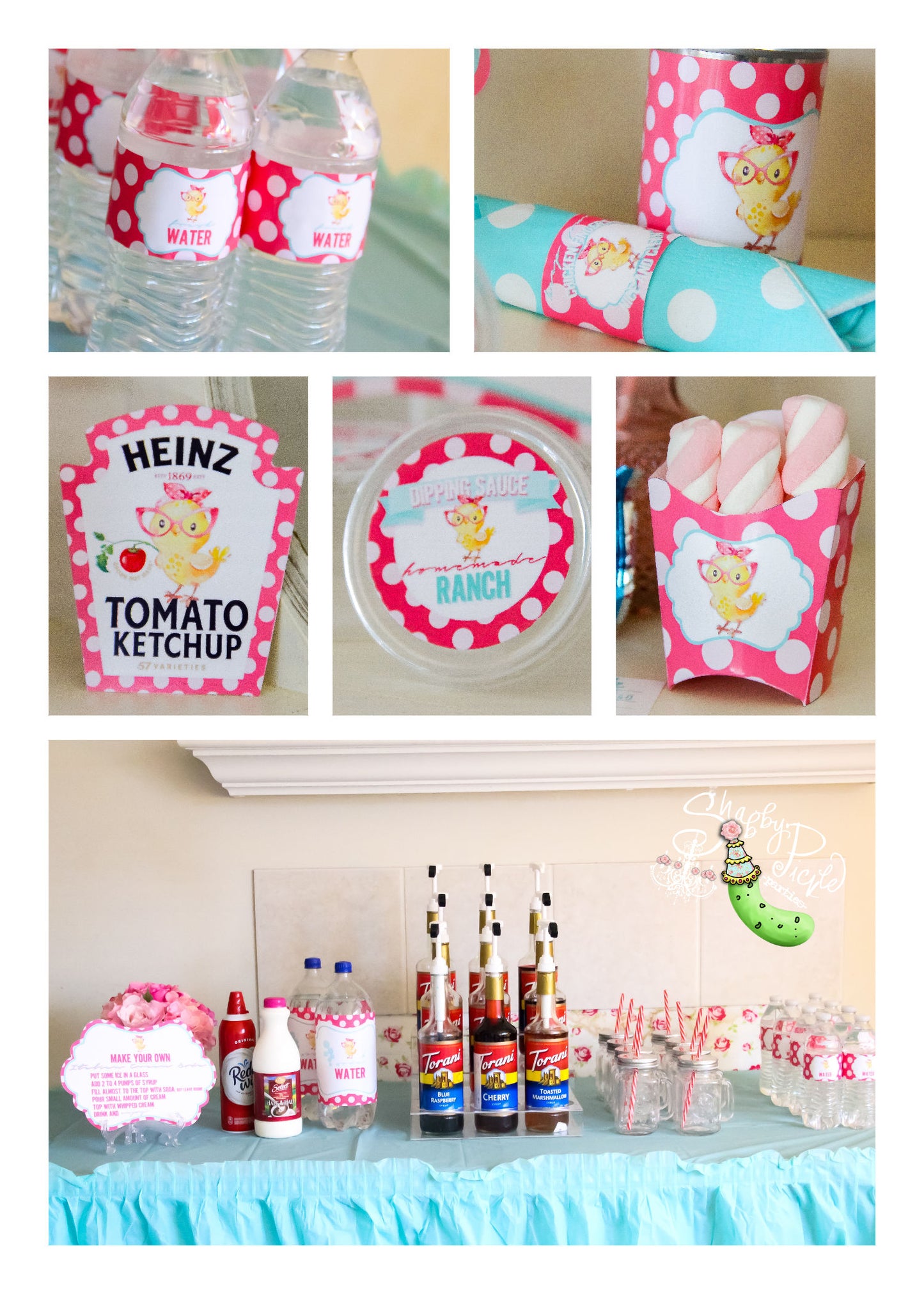 Chicken Wing-Chicks Girls Night Set-EDITABLE-Personalize-Party Printables-Chick-Retro-Italian Cream Soda-Bandana-Wings-Diy-INSTANT DOWNLOAD