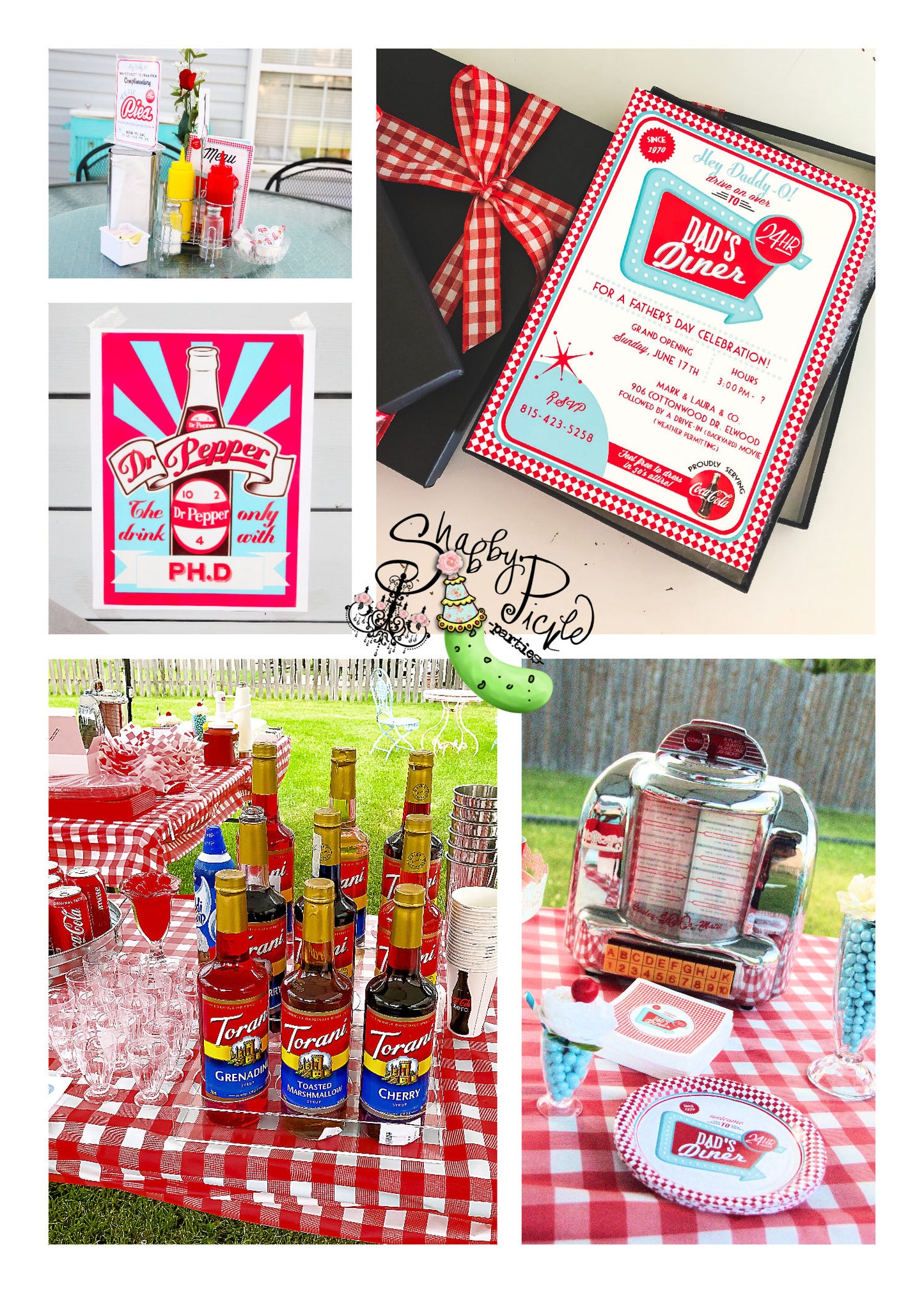 Dad's Diner-FULL PARTY PRINTABLE-Retro Father's Day Party Printable-Dads Day-Fathers-Father-Dad-50's Diner-1950s-50s Party-Parties-Printables-INSTANT DOWNLOAD