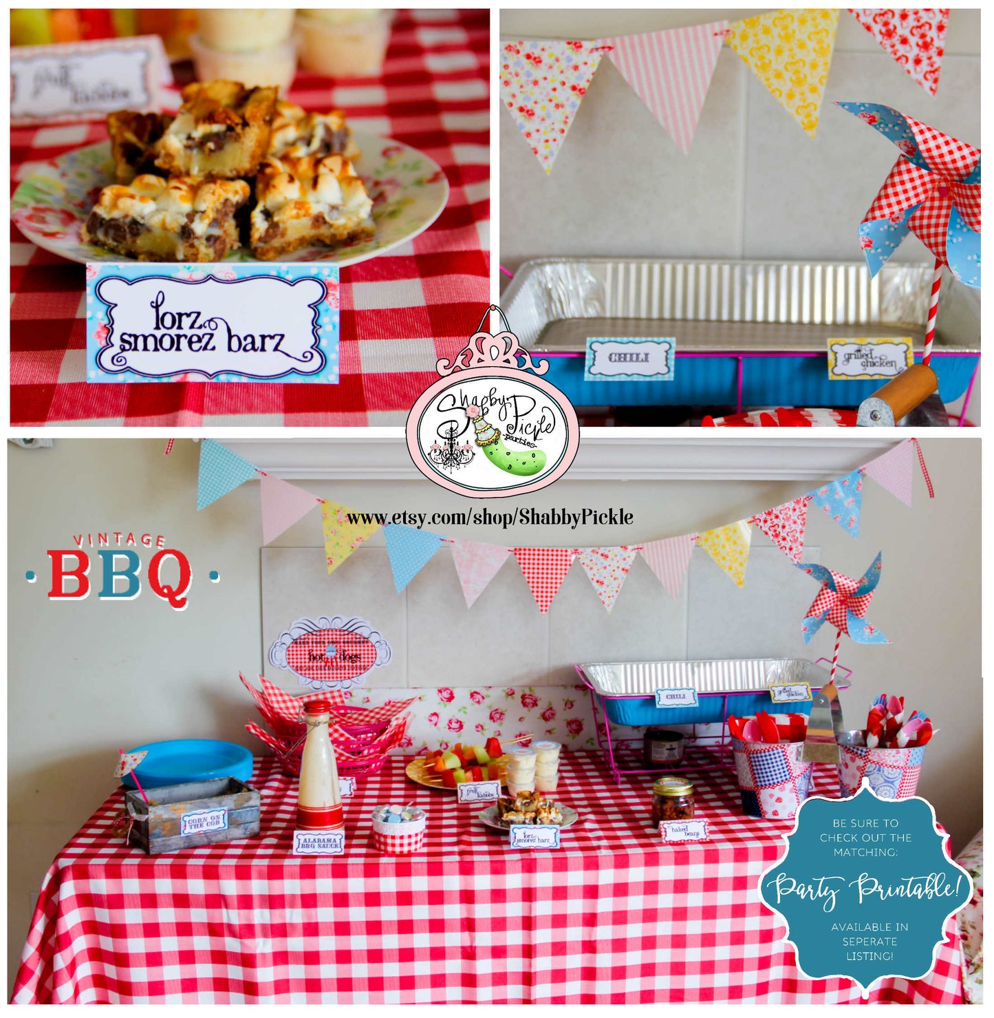 Vintage BBQ-Signs-Poster-Party Printables-Picnic-Barbeque-Cook Out-Out Door-Grilling-Backyard-DIY-Digital Decorations-Instant DOWNLOAD