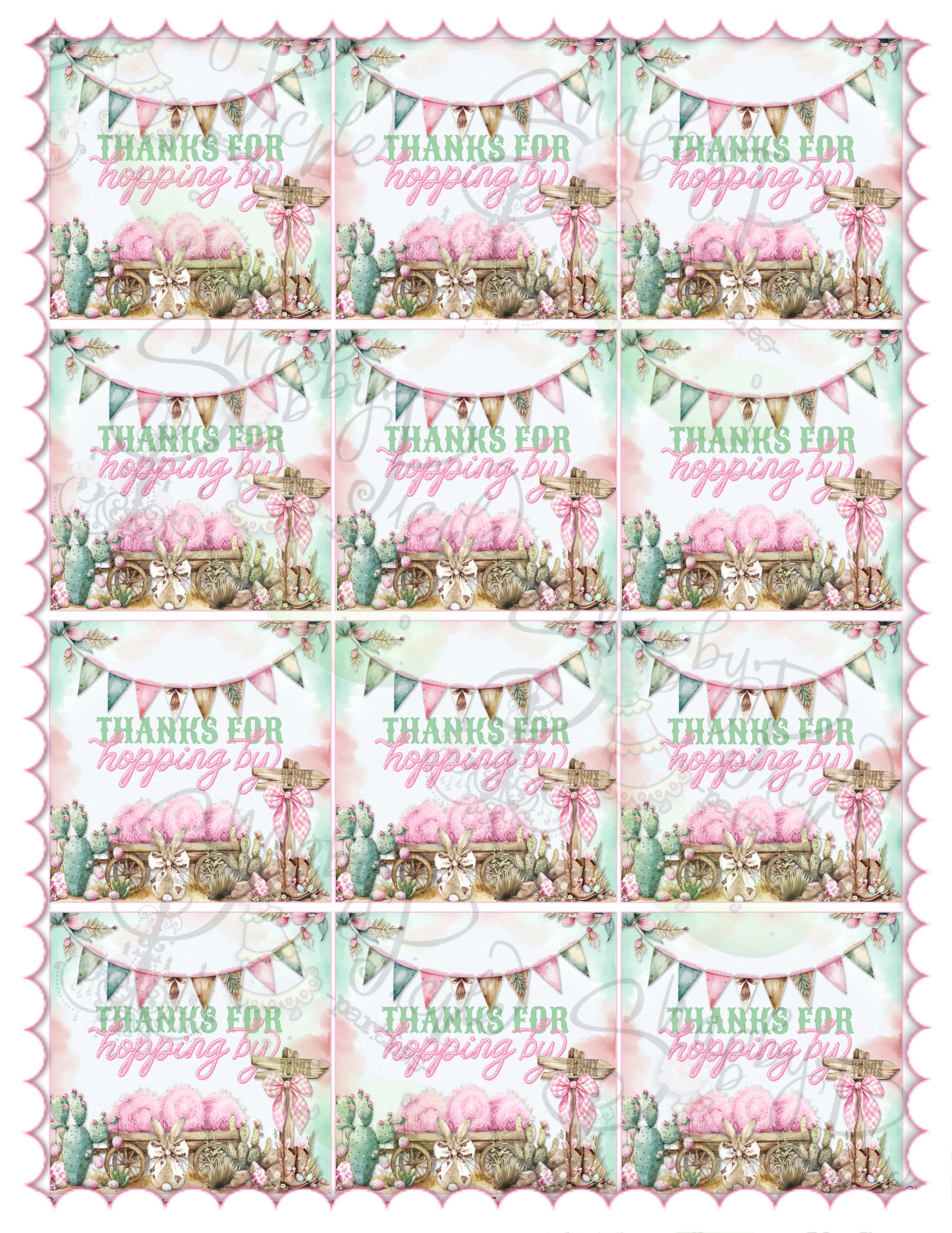 Bunny Trails-FREE Favor Tags-Thank You Tags-Gift Tags-Western Easter-Easter Tags-Easter Sunday-Happy Easter-Cowgirl-Cowboy-INSTANT DOWNLOAD